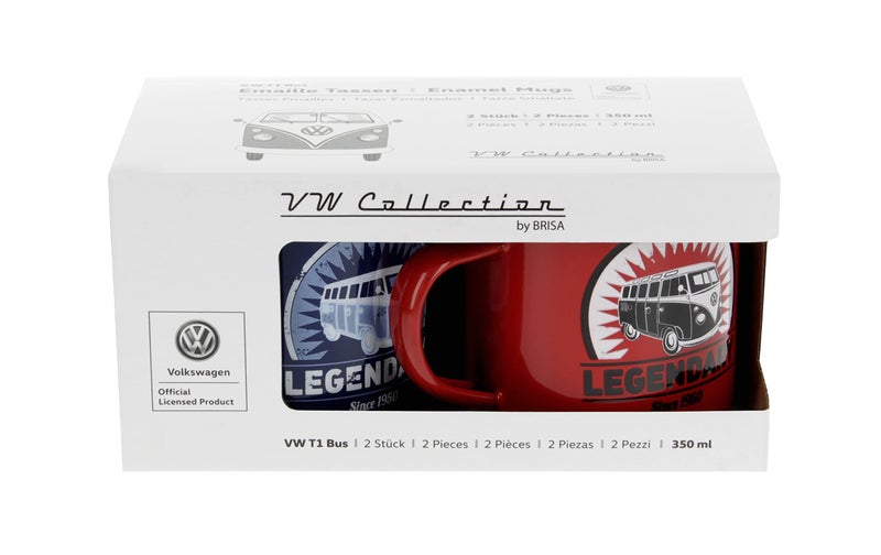 BRISA VW Collection - Volkswagen 2-piece Enamel CoffeeTea Mug Cup Set for Camping & Outdoor T1 Bus (Legendary/Red&Blue) (11.8 fl oz) - Image 4